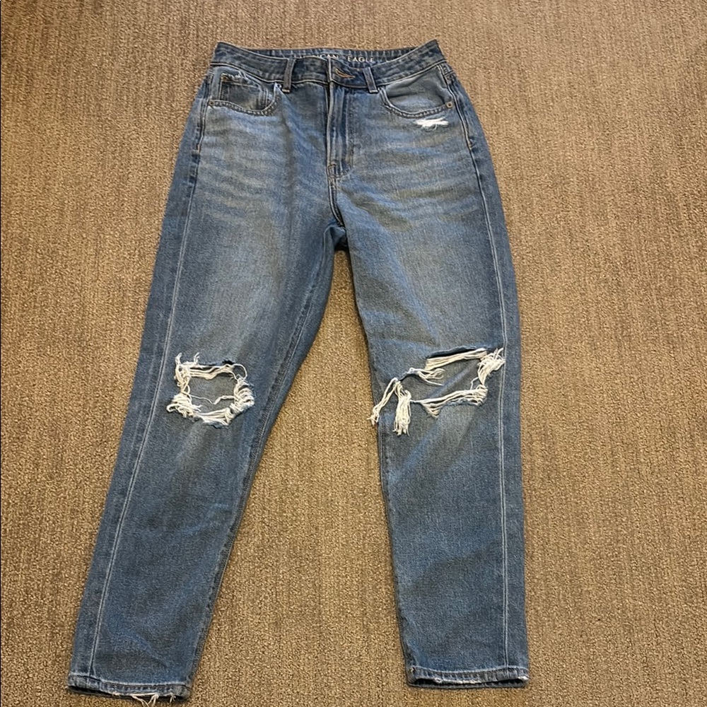 American Eagle Outfitters Blue Distressed Boyfriend Jeans